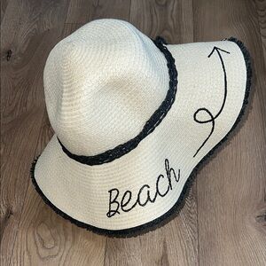 INC Beach Sun Hat - Cream and Black